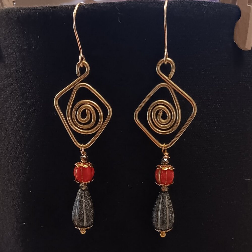 2 for $12 -Geometric swirl dangle earrings!